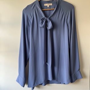 Ann Taylor Loft Bow Tie Light Blue Blouse
